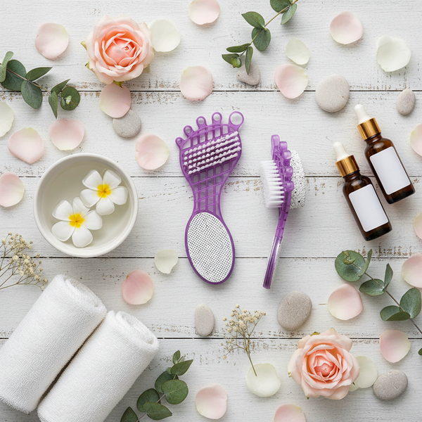 4-in-1 Pedicure Foot Care Tool - Pumice Stone, Brush, Scrubber & File | Callus Remover