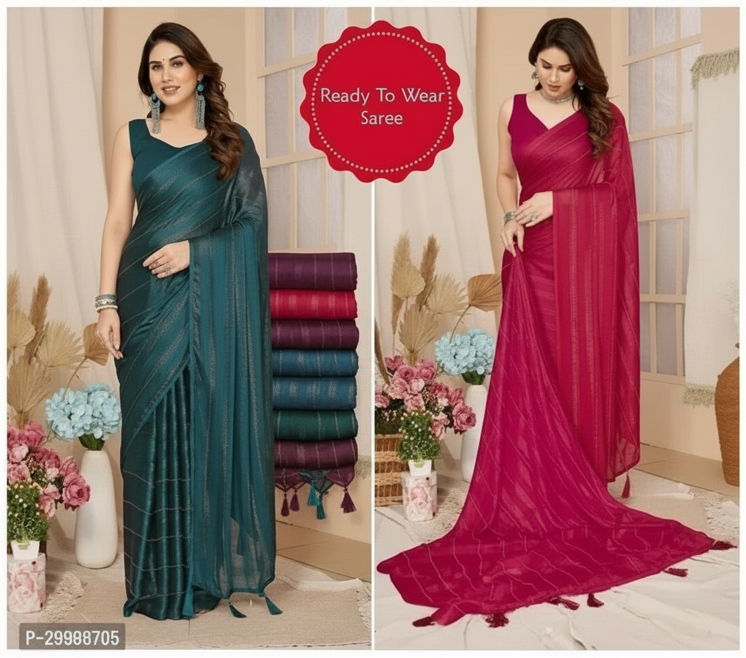 Pink Georgette Striped Saree for Women - Elegant Ethnic Wear 6.3m