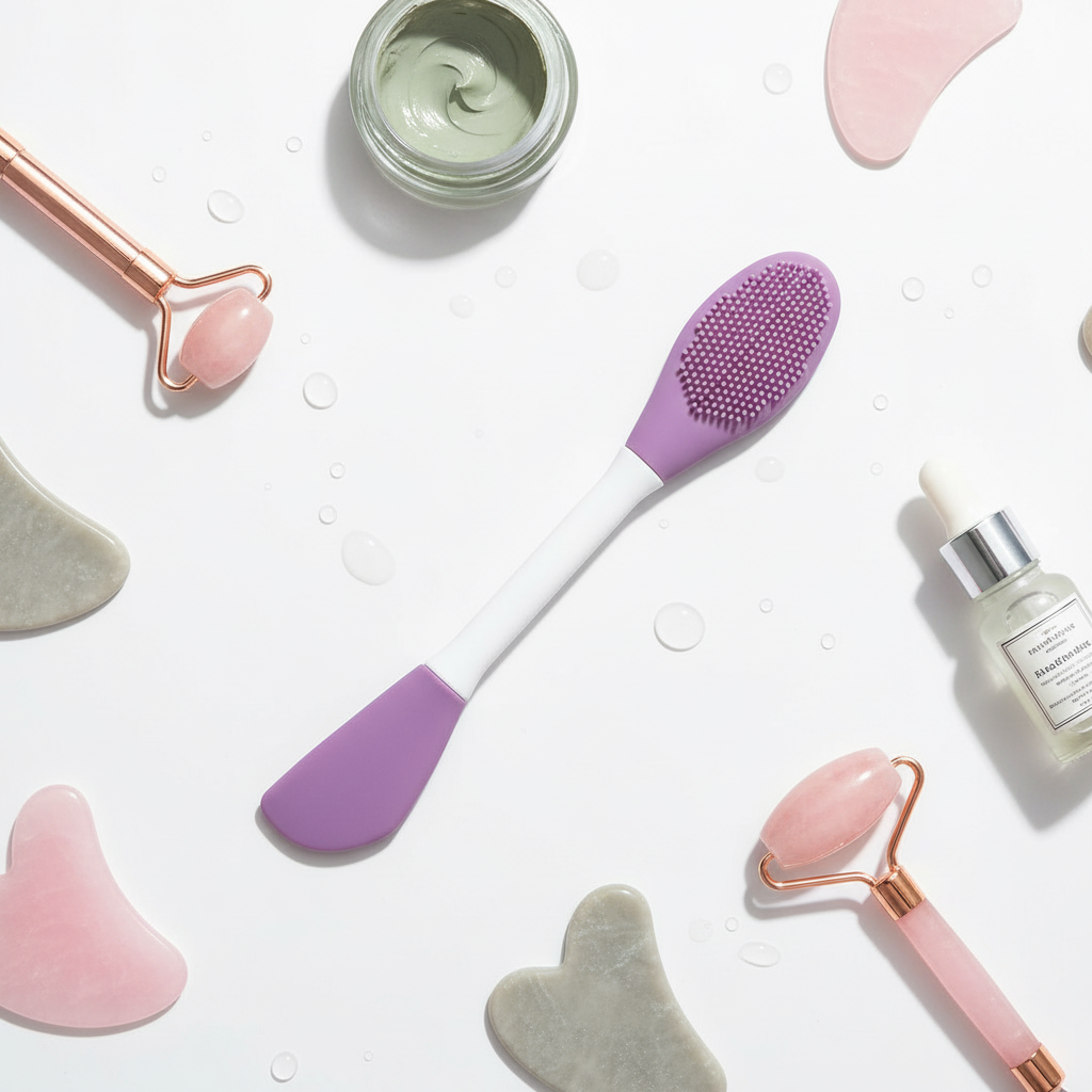 Double-Headed Silicone Face Mask Brush - Facial Cleansing & Application Tool