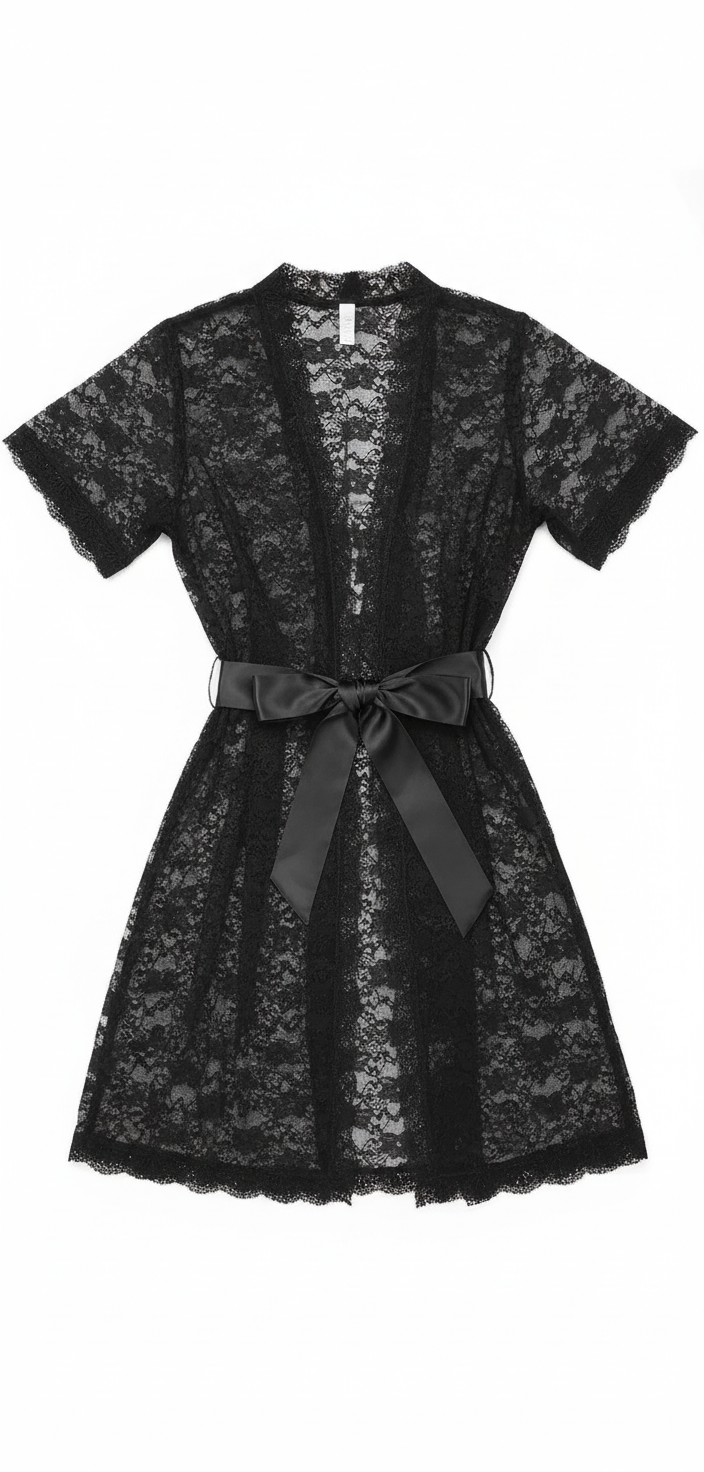 Black Babydoll Lingerie for Women - Elegant Nightwear Set (Size L)