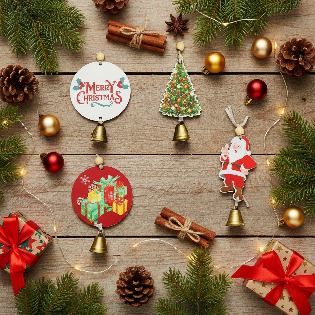 4-Piece Christmas Wall Hanging Decor Set - Festive Holiday Home Decoration | Santa, Snowman & Reindeer