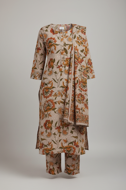 Cotton Printed Kurti with Pant Set for Women - Multicolor Ethnic Wear (Size S)