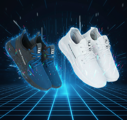 Men's Sports Shoes White & Blue - Comfortable Running Sneakers Pack of 2