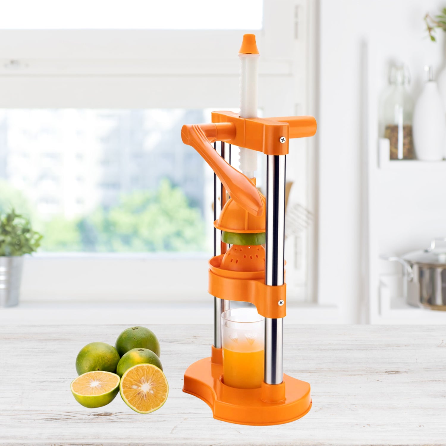 Manual Hand Press Juicer - Cold Press Juice Extractor for Fresh Orange, Citrus & Fruit Juice at Home