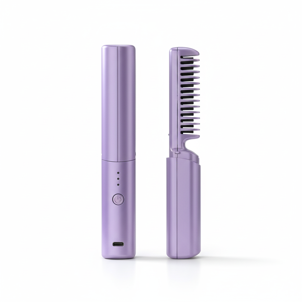 Meneflix Cordless Mini Hair Straightener - Portable Rechargeable Hot Comb 200°C