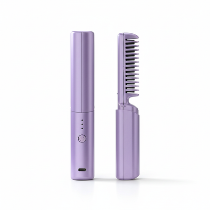 Meneflix Cordless Mini Hair Straightener - Portable Rechargeable Hot Comb 200°C