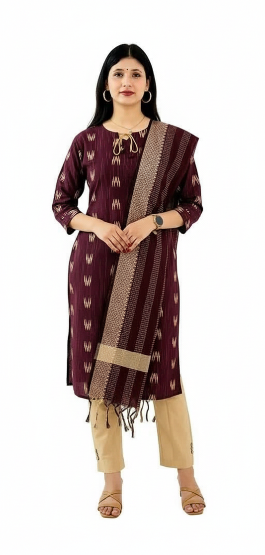 Premium Women's Cotton Kurta Sharara Set with Dupatta - Printed 3-Piece Ethnic Wear