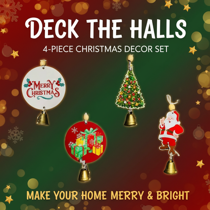 4-Piece Christmas Wall Hanging Decor Set - Festive Holiday Home Decoration | Santa, Snowman & Reindeer