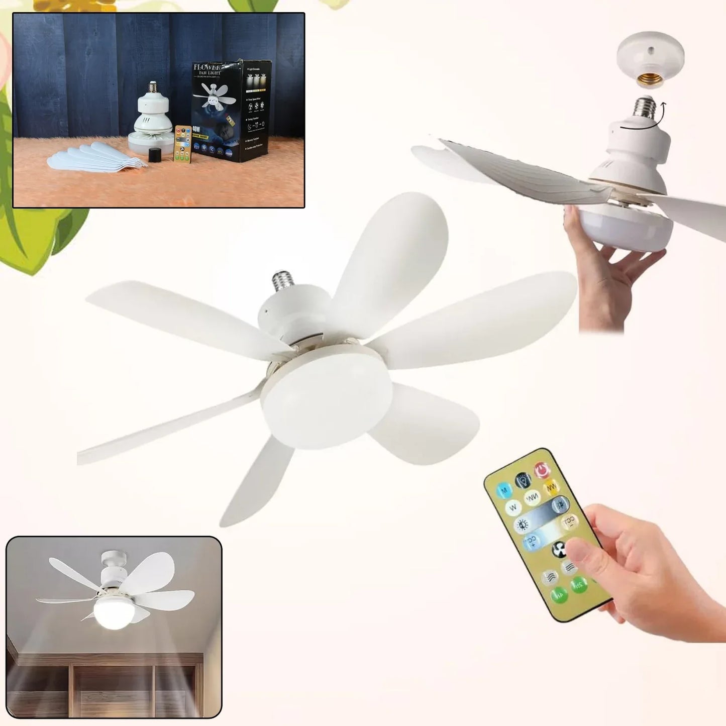 40W LED Ceiling Fan with Remote Control - Modern Energy-Efficient Cooling