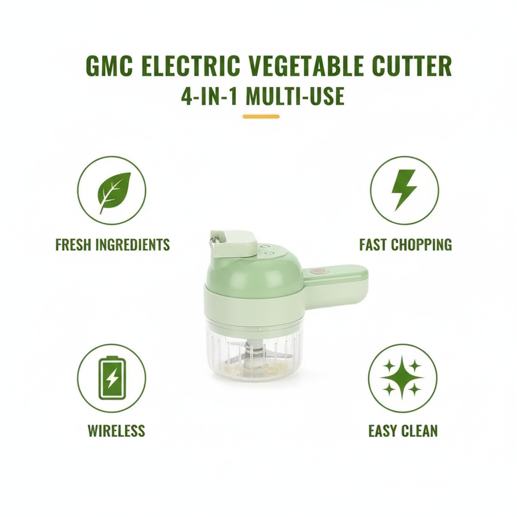 4-in-1 Wireless Electric Vegetable Cutter & Food Processor - Portable Garlic Chopper