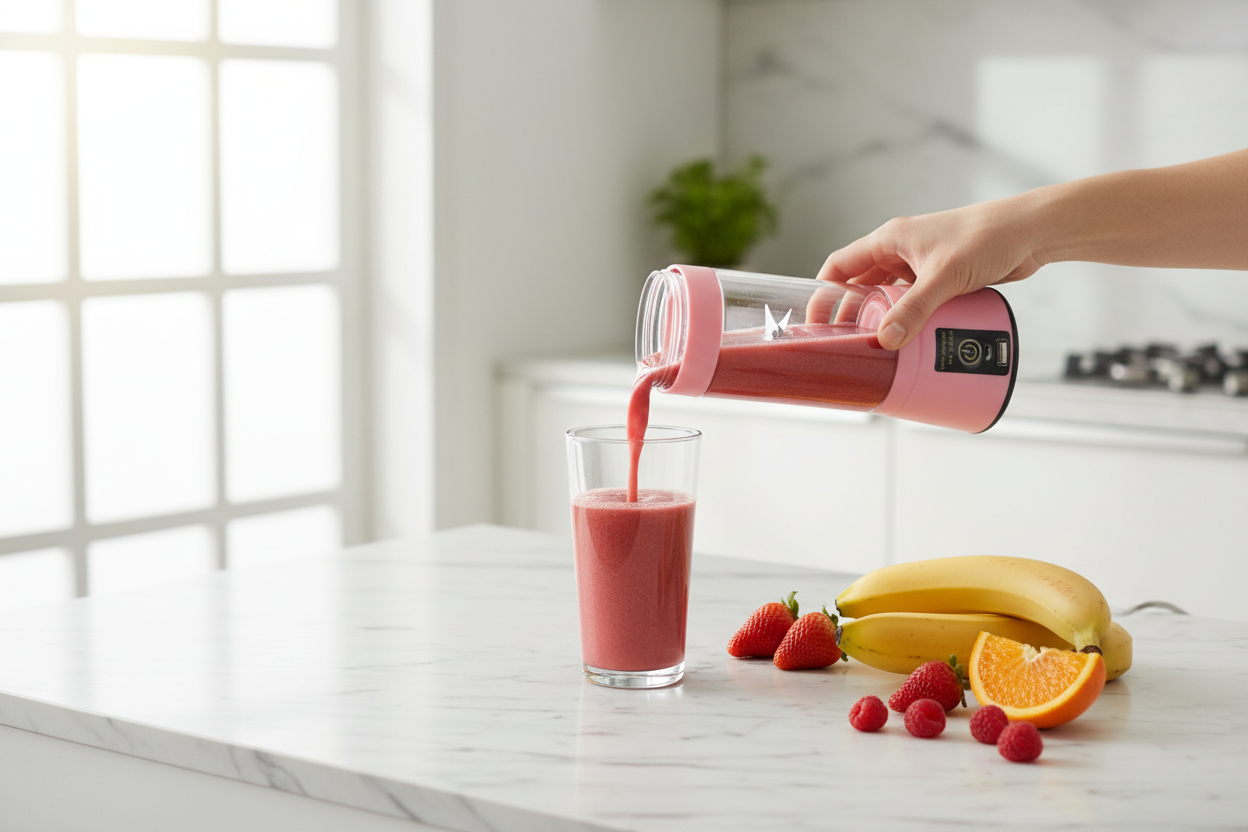 Portable USB Rechargeable Juicer Blender - 6 Blade Electric Protein Shaker for Fresh Smoothies On-the-Go