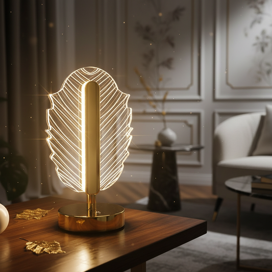 Premium Leaf Shape Crystal LED Table Lamp - Nature-Inspired Luxury Lighting