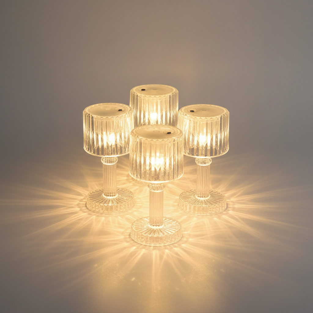 LED Crystal-Effect Table Lamps - Set of 6 Ambient Lighting Decor