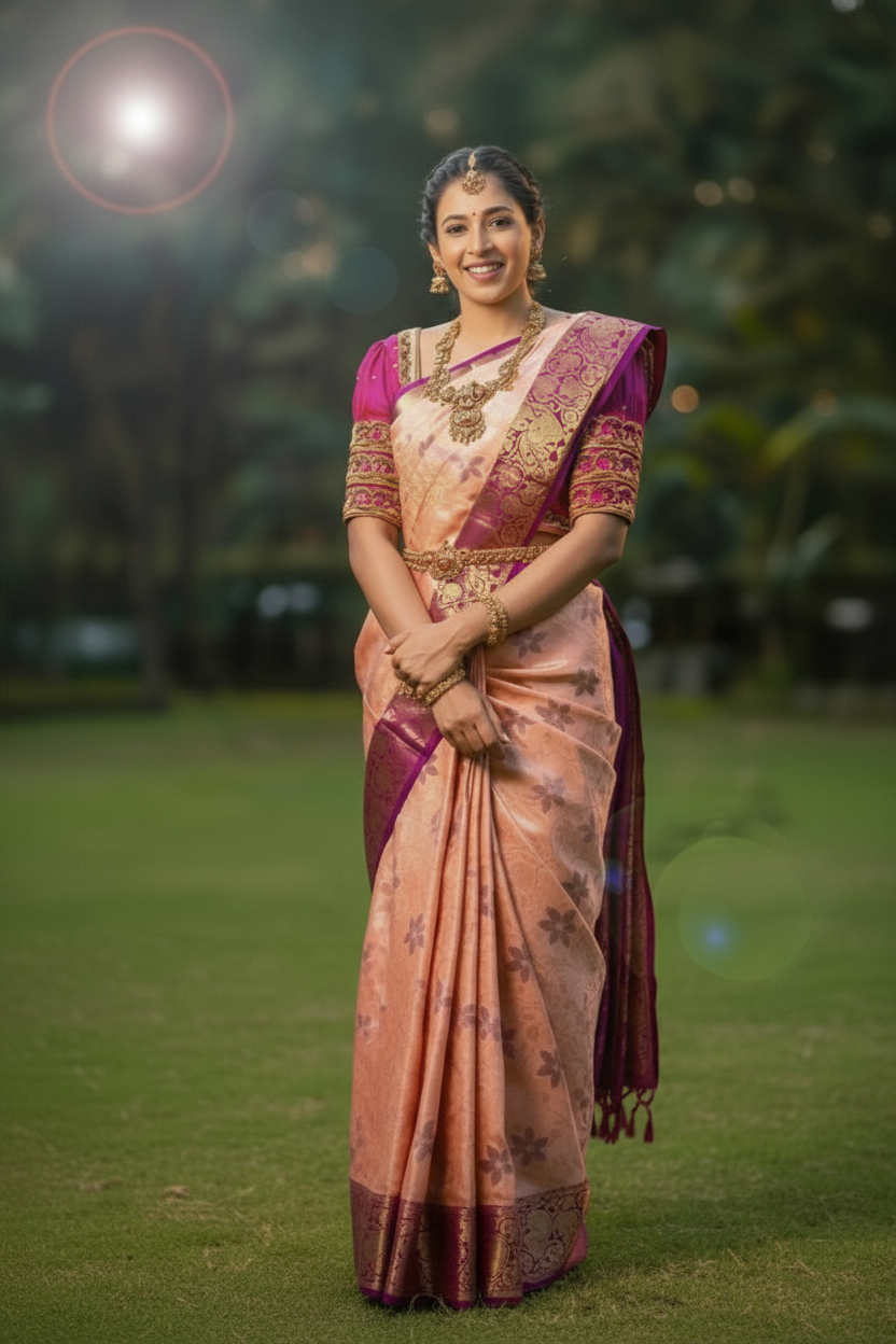 Pink Jacquard Saree for Women - Elegant 6.3m Traditional Wear