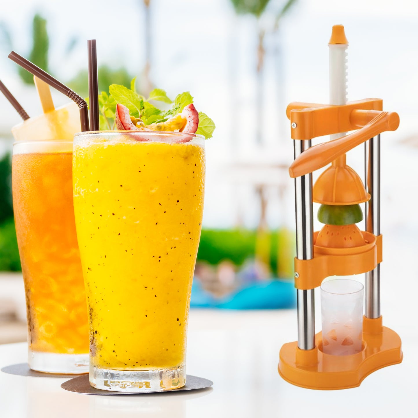 Manual Hand Press Juicer - Cold Press Juice Extractor for Fresh Orange, Citrus & Fruit Juice at Home