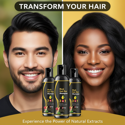 Herbal 3-in-1 Black Hair Dye Shampoo - 100% Gray Coverage for Men & Women (100ml, Pack of 2)
