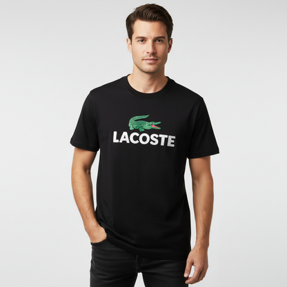 Men's Black T-Shirt with Bold Print Design - Trendy & Comfortable Fit