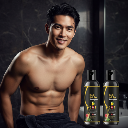 Herbal 3-in-1 Black Hair Dye Shampoo - 100% Gray Coverage for Men & Women (100ml, Pack of 2)