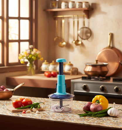 Manual Vegetable Chopper - Stainless Steel Multi-Purpose Fruit & Veggie Cutter