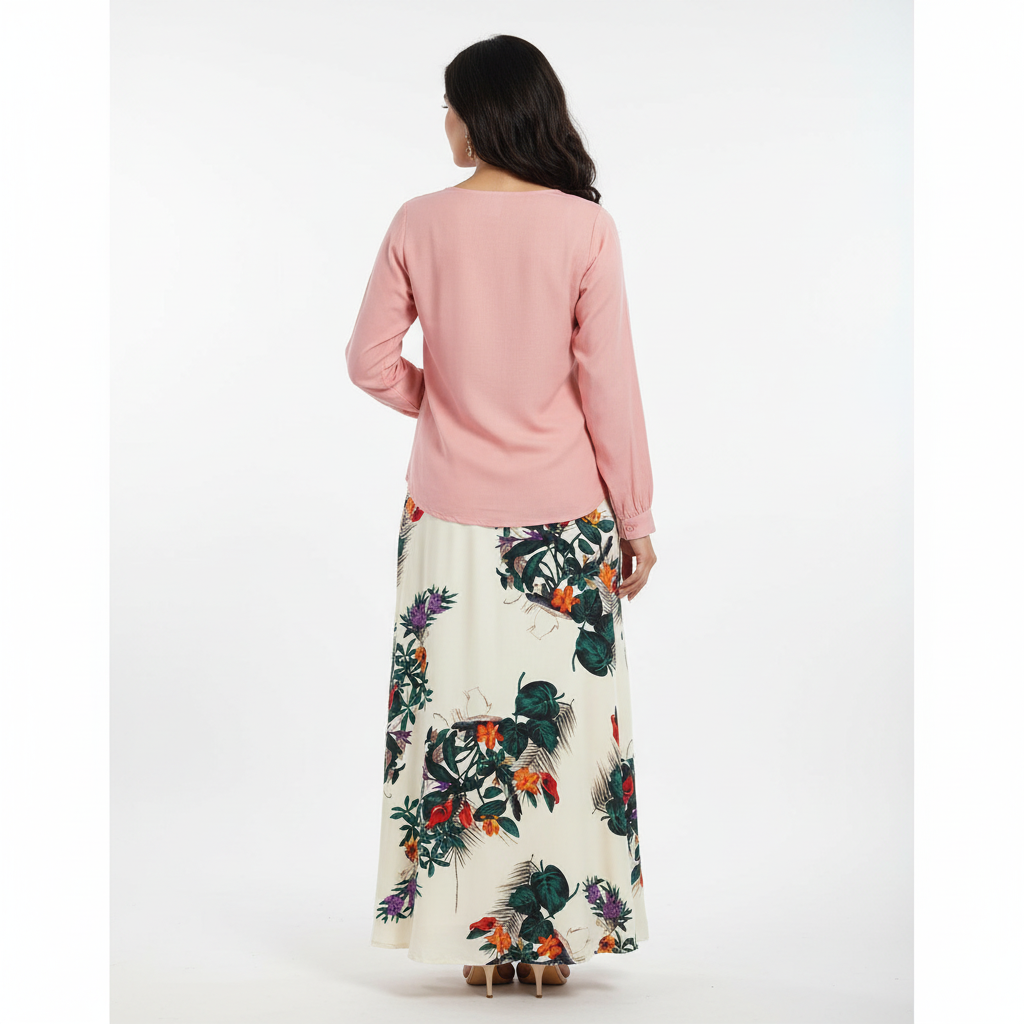 Women's Rayon Top with Skirt Set - Pink Multi Color Printed Ethnic Wear