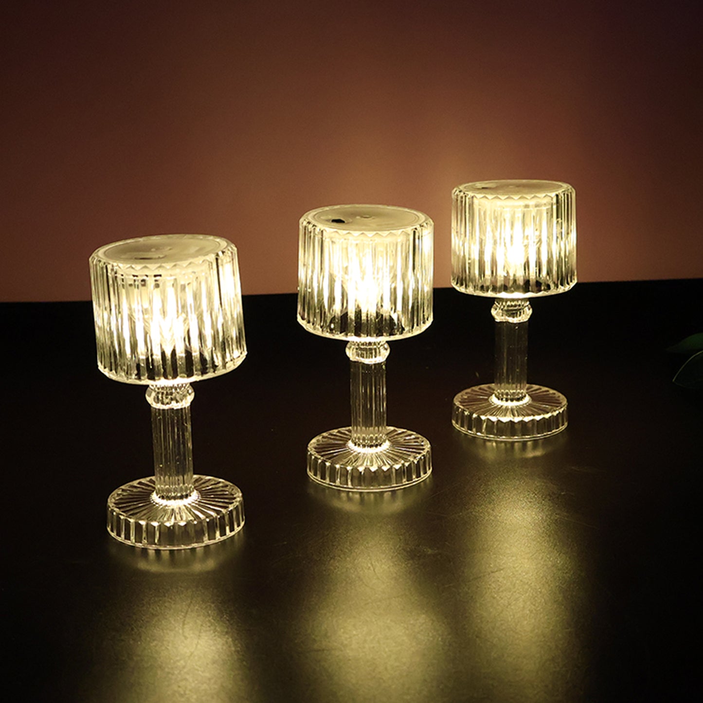 LED Crystal-Effect Table Lamps - Set of 6 Ambient Lighting Decor