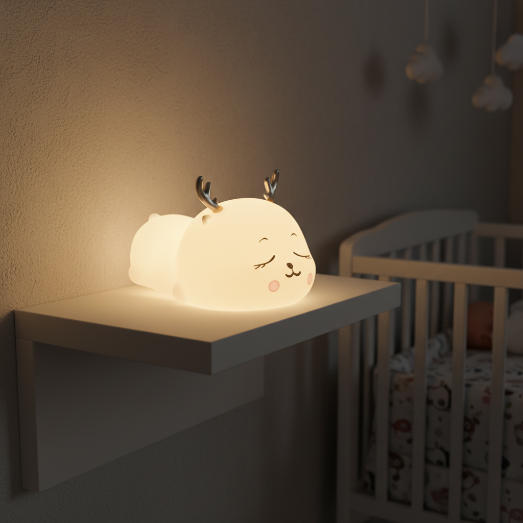 Silicone Nursery Night Light with Touch Control & Battery – Soft Glow LED Lamp for Kids