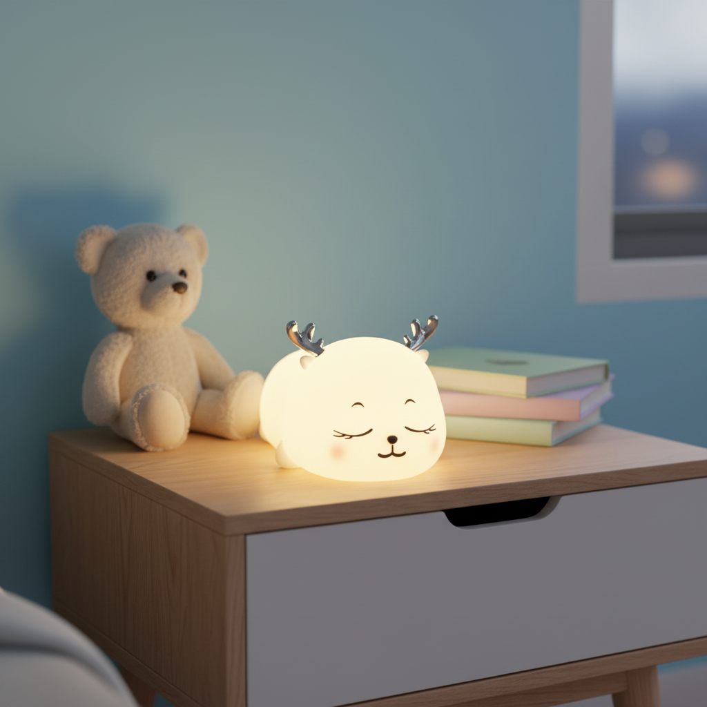 Silicone Nursery Night Light with Touch Control & Battery – Soft Glow LED Lamp for Kids