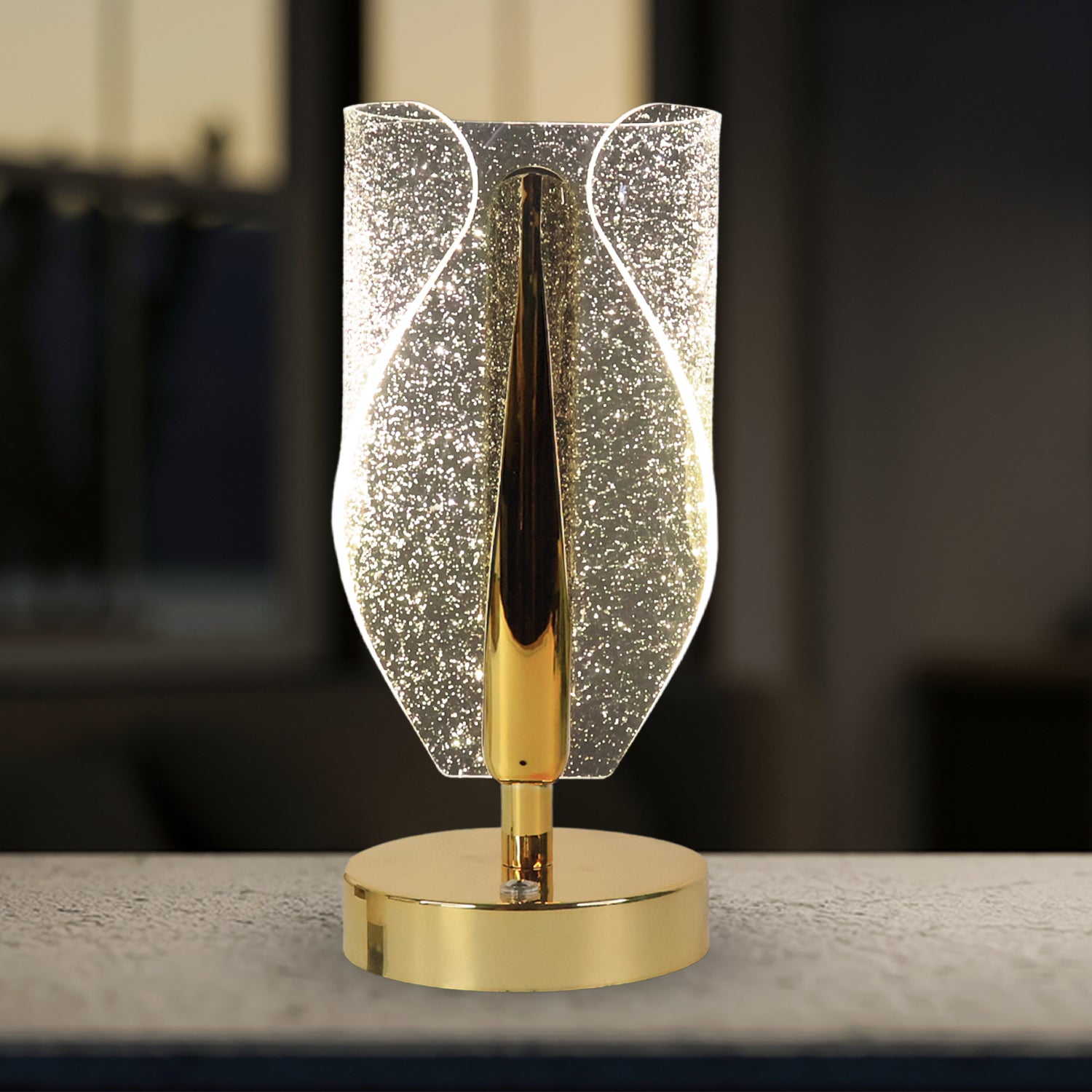 Luxury Crystal Table Lamp with USB Charging – LED Decorative Lamp ( 1pcs)