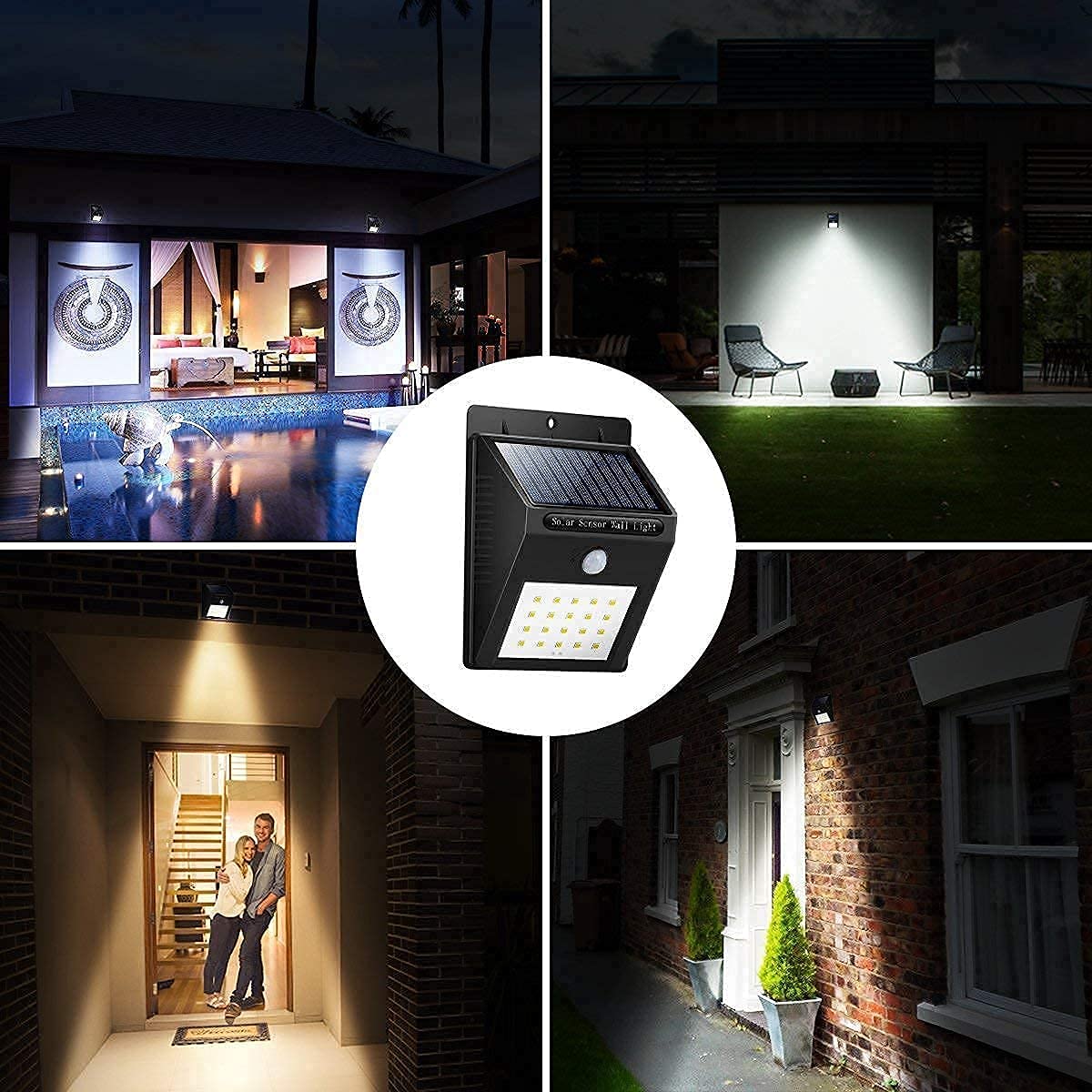 Solar Motion Sensor Security Light - Wireless Waterproof for Outdoor