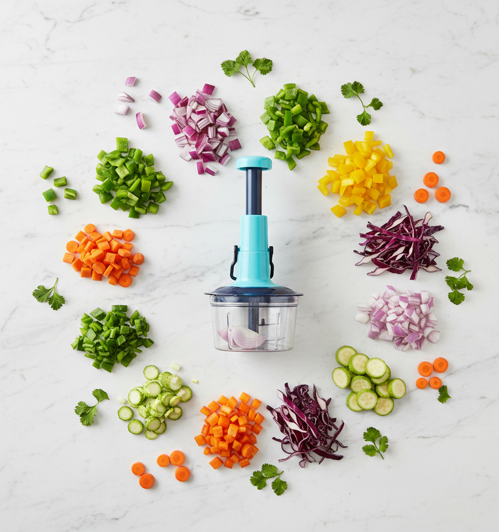Manual Vegetable Chopper - Stainless Steel Multi-Purpose Fruit & Veggie Cutter