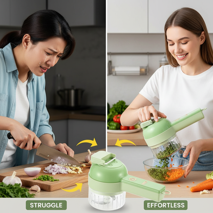 4-in-1 Wireless Electric Vegetable Cutter & Food Processor - Portable Garlic Chopper