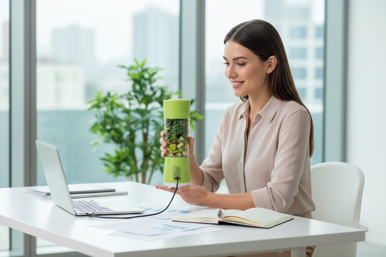 Portable USB Rechargeable Juicer Blender - 6 Blade Electric Protein Shaker for Fresh Smoothies On-the-Go