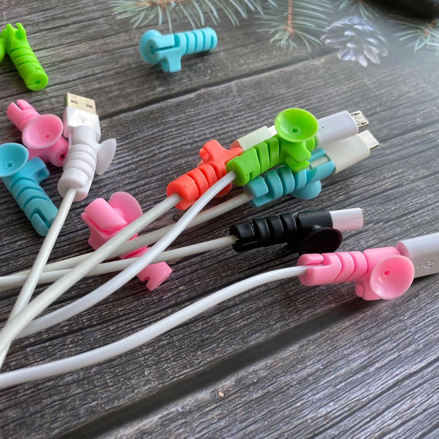 Cable Cord Protector Saver With Suction End (Suction Winder 4 Pcs Set)