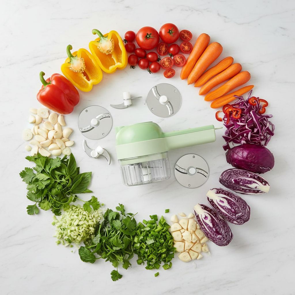 4-in-1 Wireless Electric Vegetable Cutter & Food Processor - Portable Garlic Chopper