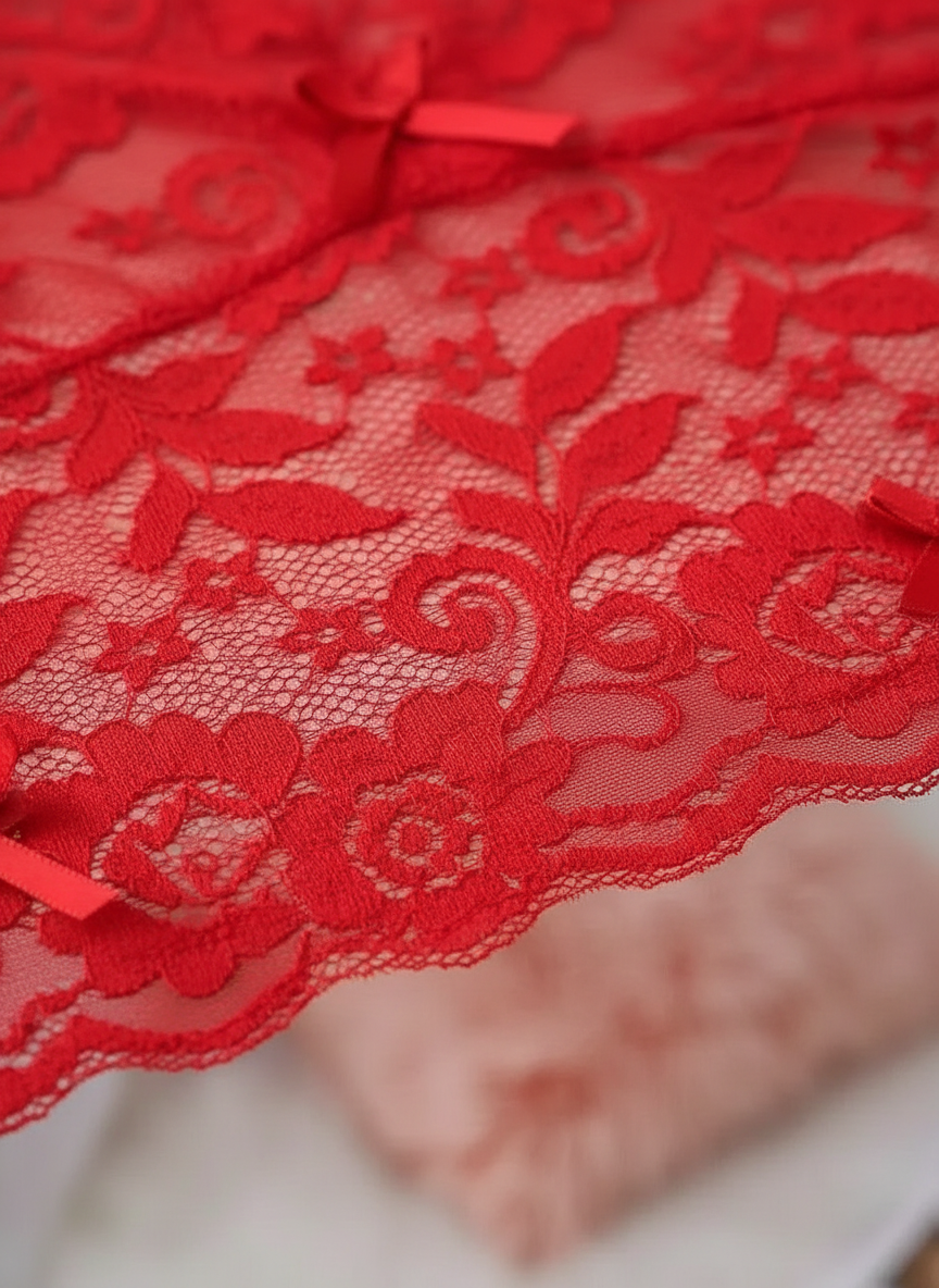 Women's Red Babydoll Nightwear - Elegant Lingerie Set (Free Size)