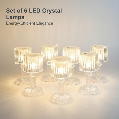 LED Crystal-Effect Table Lamps - Set of 6 Ambient Lighting Decor