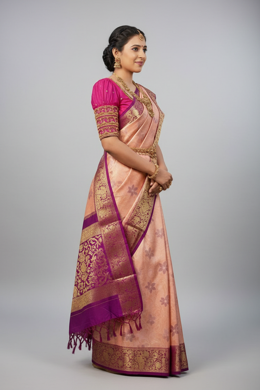 Pink Jacquard Saree for Women - Elegant 6.3m Traditional Wear