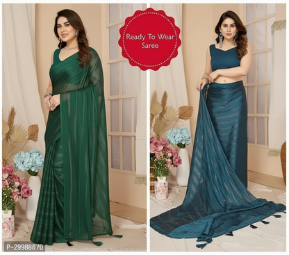 Pink Georgette Striped Saree for Women - Elegant Ethnic Wear 6.3m