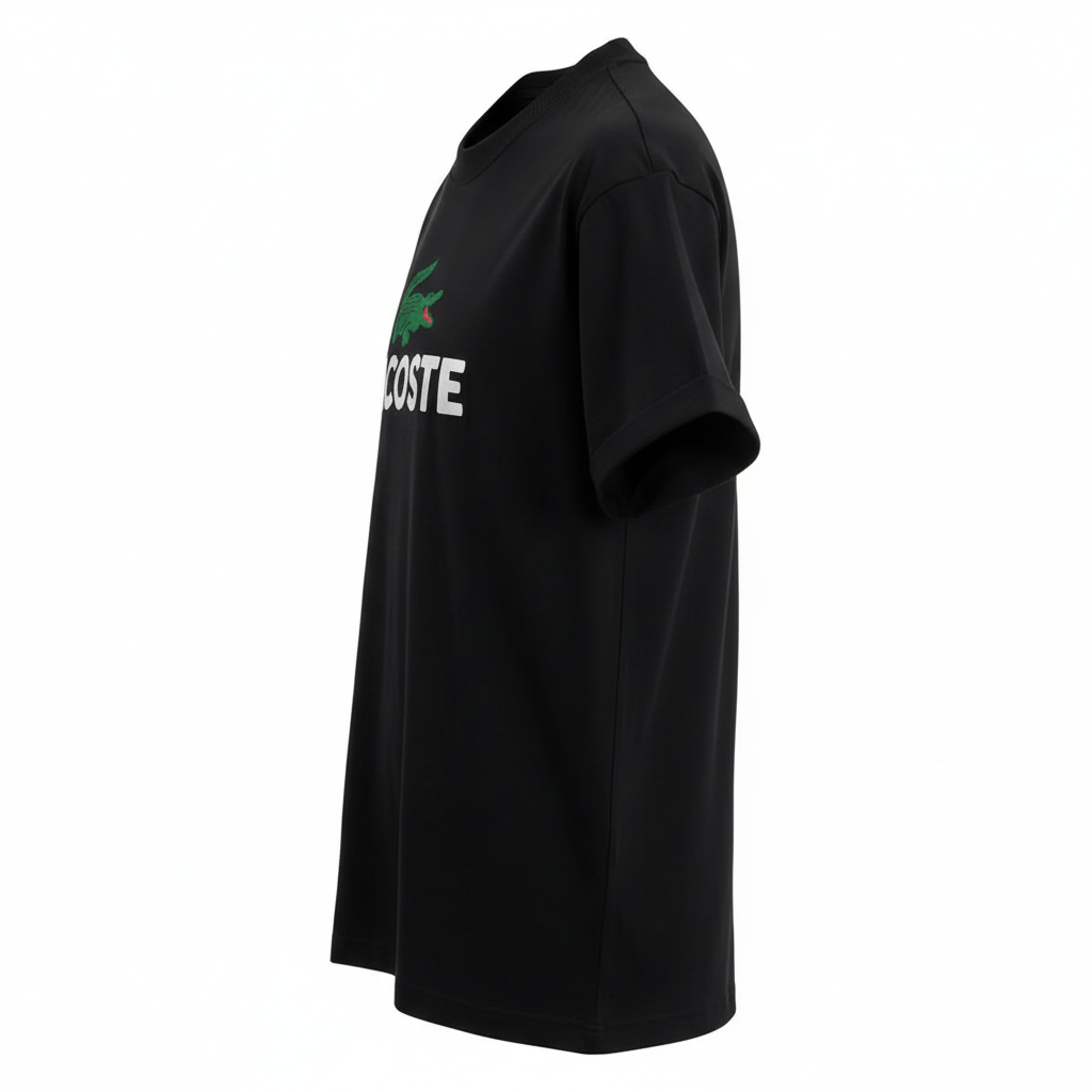 Men's Black T-Shirt with Bold Print Design - Trendy & Comfortable Fit