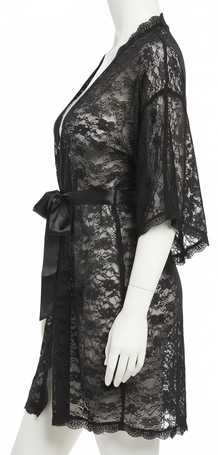 Black Babydoll Lingerie for Women - Elegant Nightwear Set (Size L)