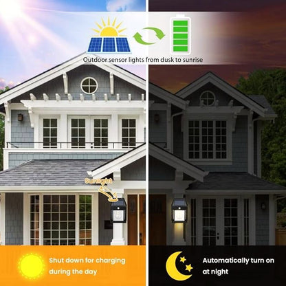 Solar Outdoor Wall Lamp - Waterproof Motion Sensor Light for Fence & Garden Walls