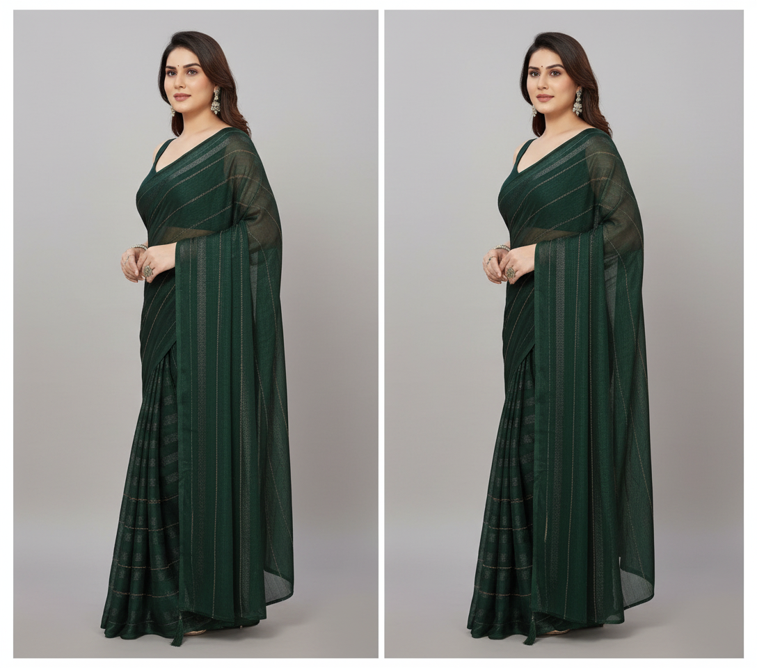 Pink Georgette Striped Saree for Women - Elegant Ethnic Wear 6.3m