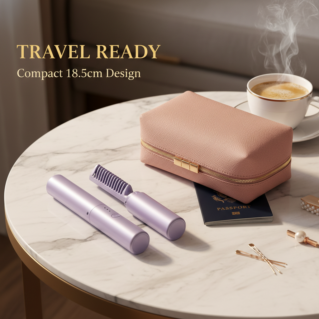 Meneflix Cordless Mini Hair Straightener - Portable Rechargeable Hot Comb 200°C