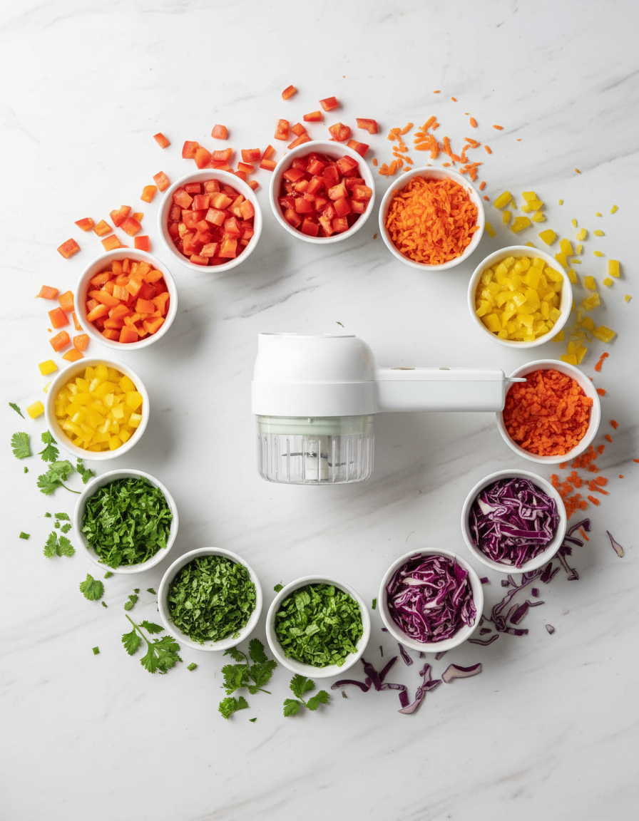 4-in-1 Wireless Electric Vegetable Cutter & Food Processor - Portable Garlic Chopper