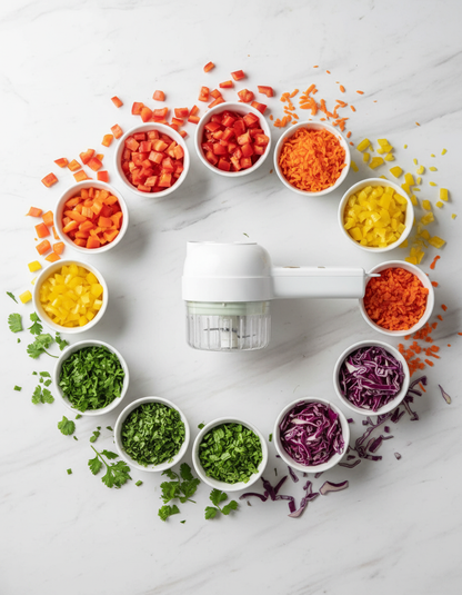 4-in-1 Wireless Electric Vegetable Cutter & Food Processor - Portable Garlic Chopper
