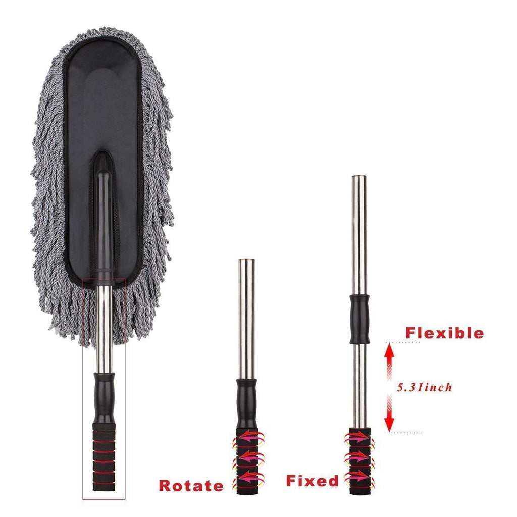 Microfiber Car Duster | Extendable Long Handle for Scratch-Free Car, RV, & Boat Cleaning