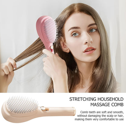 Self-Cleaning Anti-Static Massage Comb - Detangling Hair Brush with One-Click Cleaning