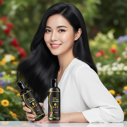 Herbal 3-in-1 Black Hair Dye Shampoo - 100% Gray Coverage for Men & Women (100ml, Pack of 2)