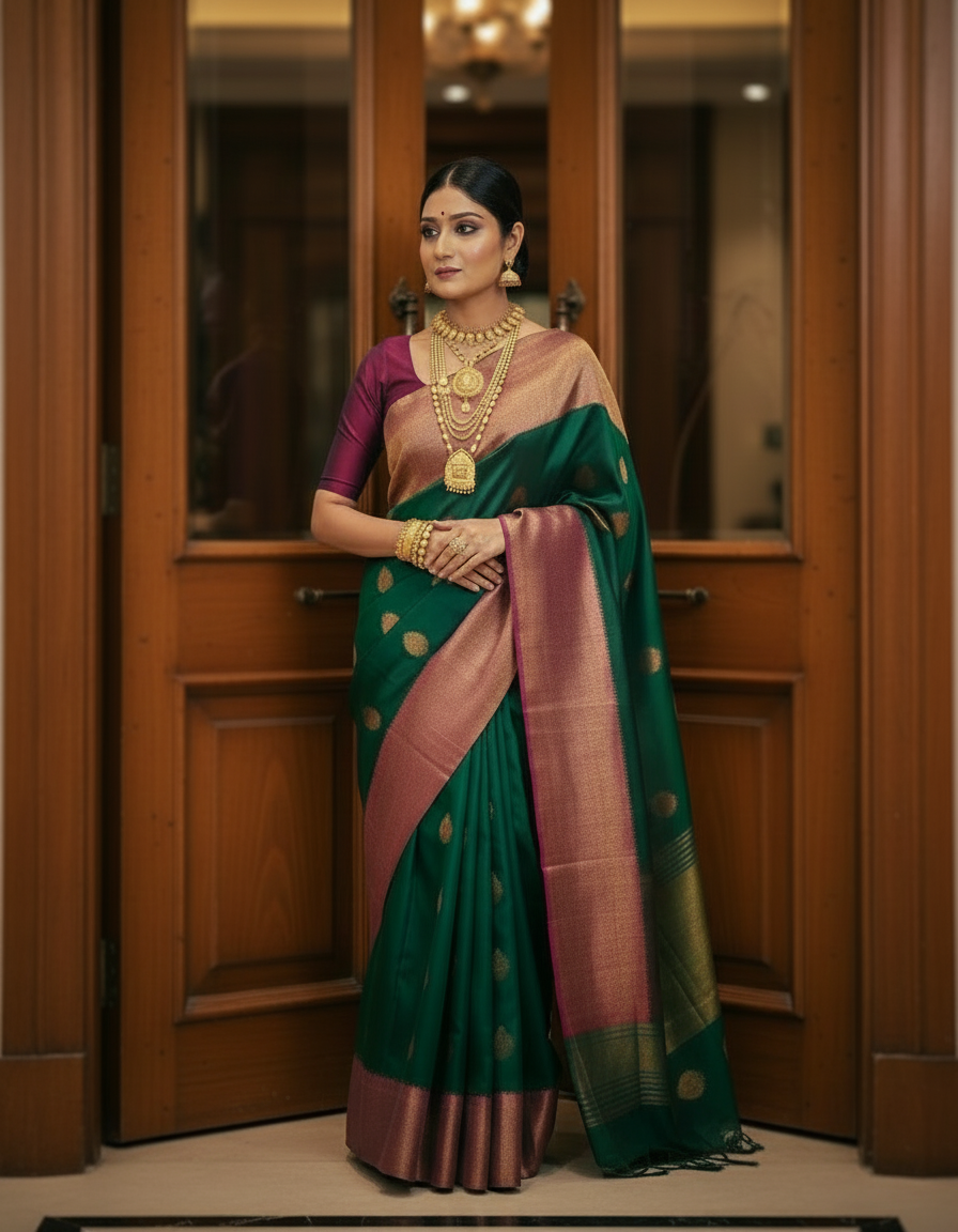 Premium Banarasi Silk Zari Woven Saree - Multicolor Traditional Ethnic Wear (6.3M)