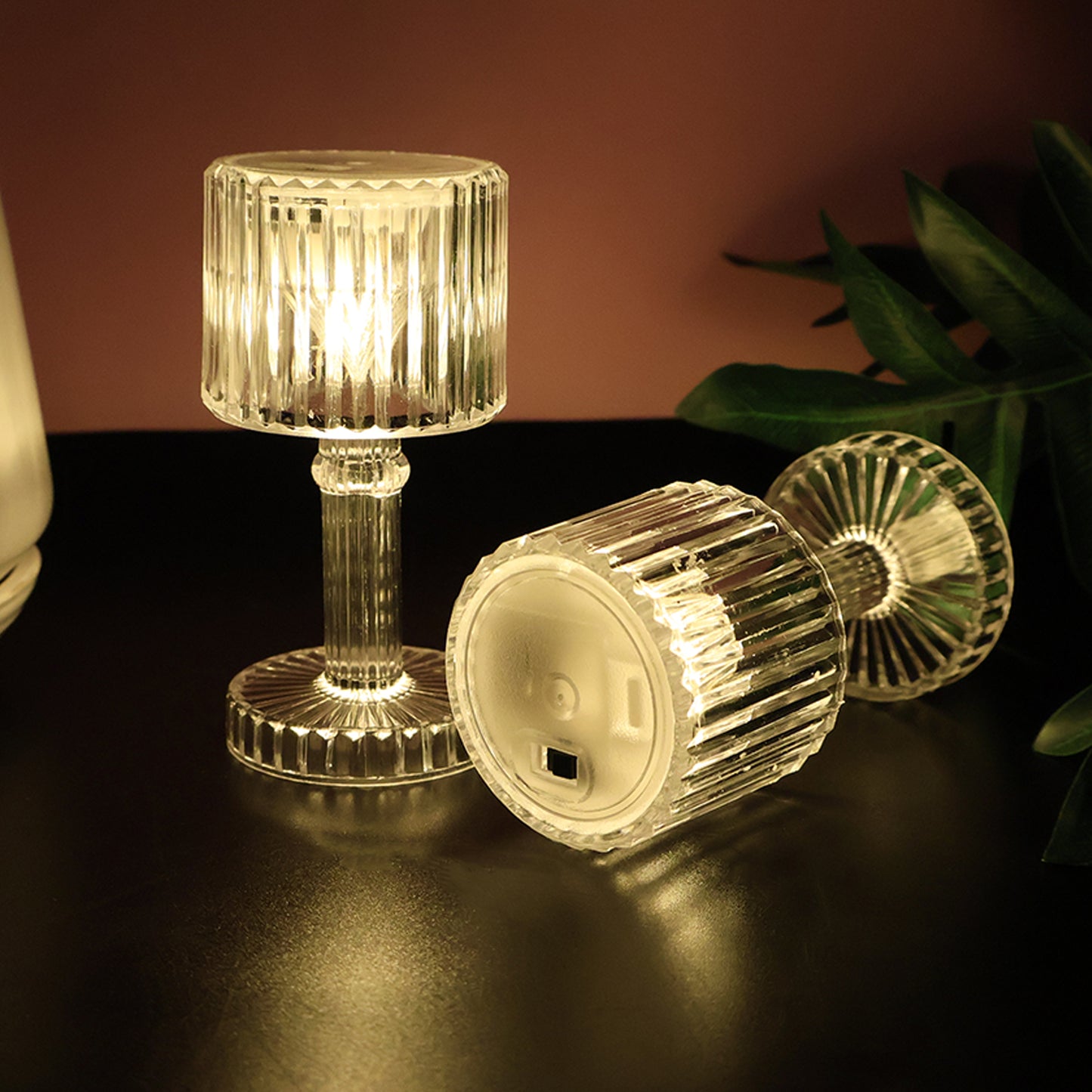 LED Crystal-Effect Table Lamps - Set of 6 Ambient Lighting Decor